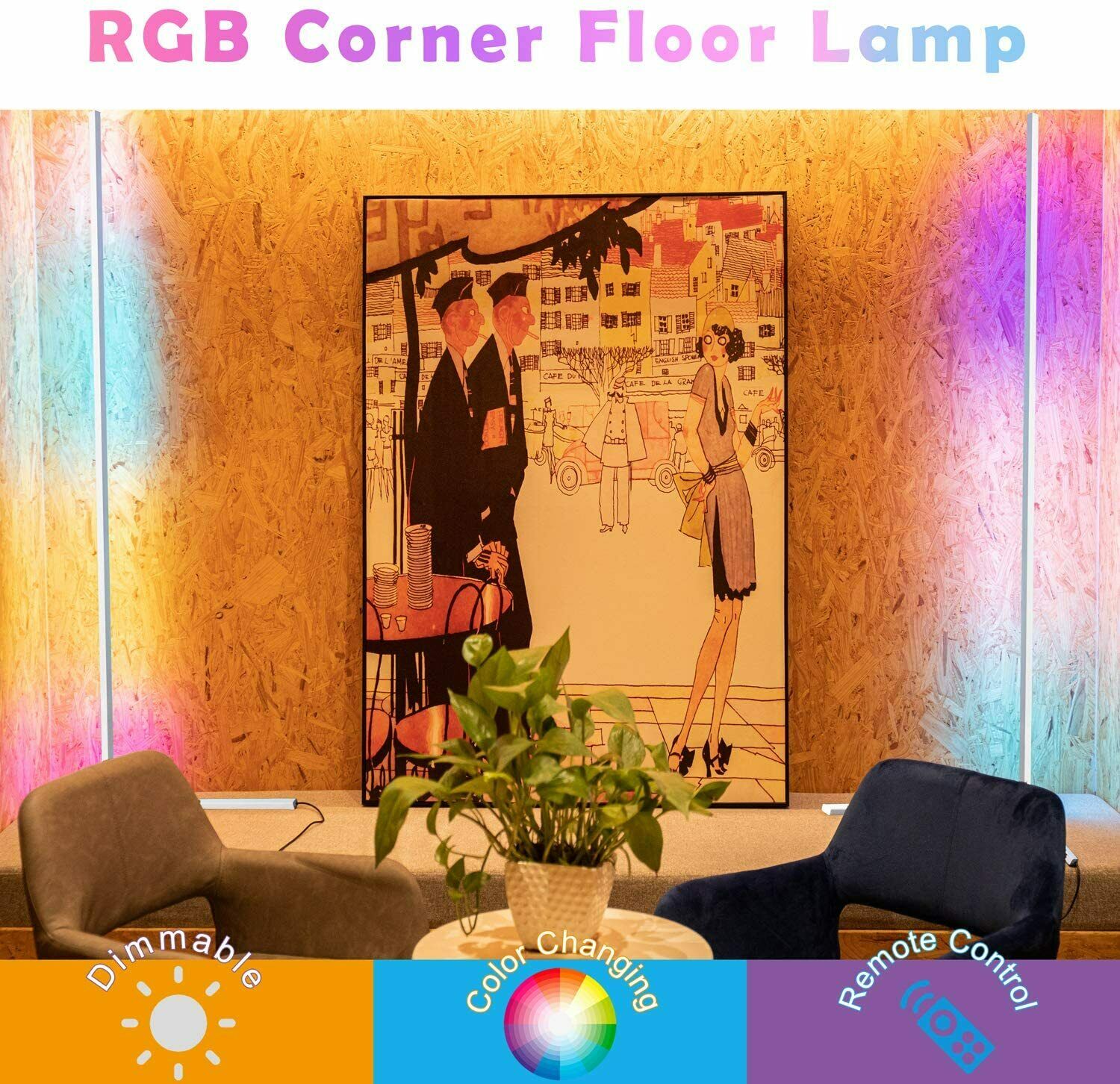 Modern RGB LED Corner Lamp, Pé - Decor Lighting Floor Lamps avaliação e preço